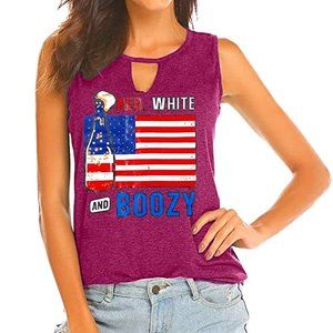 NWT Fourth of July Shirts Women Tank American Flag Graphic Print Patriotic